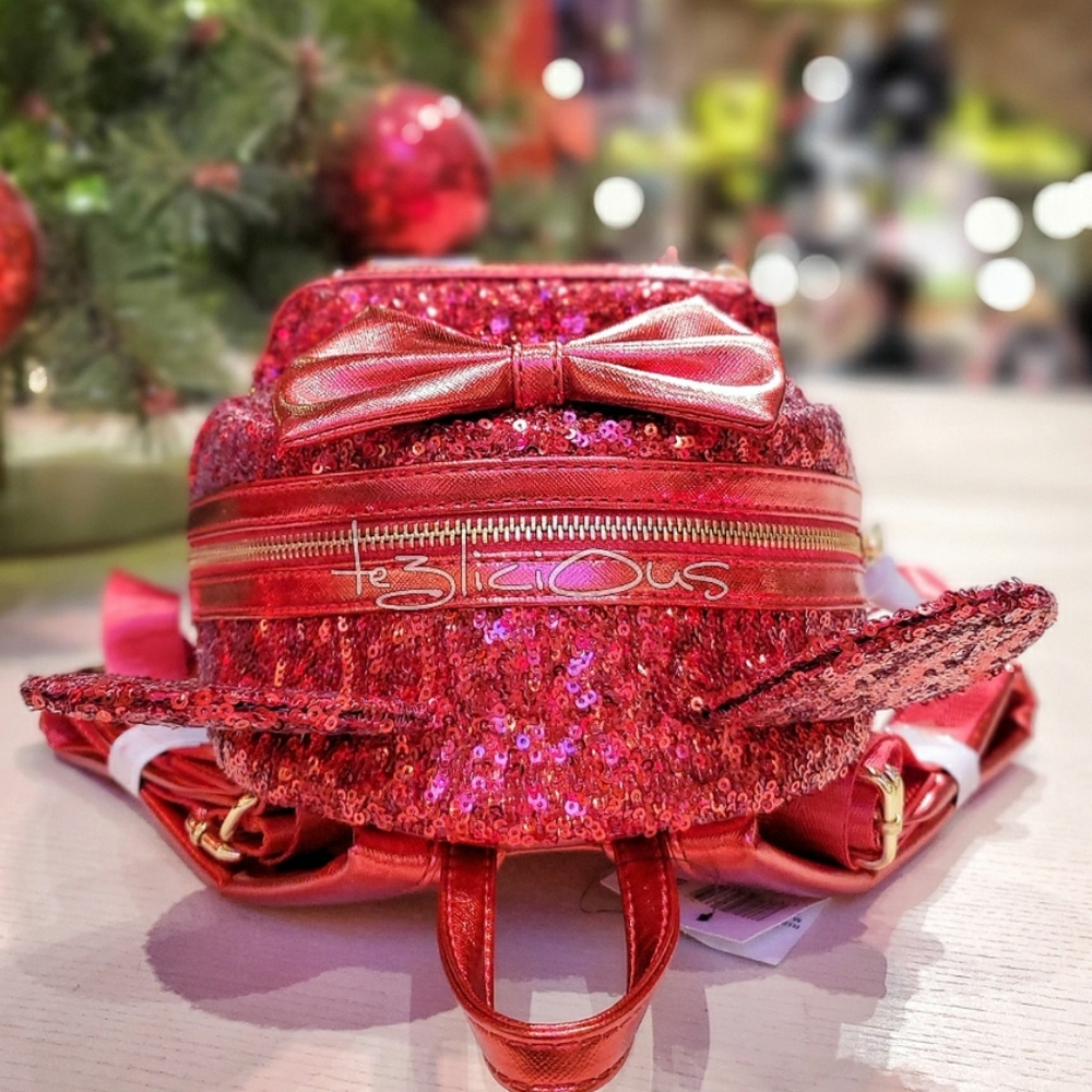 DISNEY PARKS LOUNGEFLY RUBY RED SEQUINED BACKPACK - Picture 6 of 8